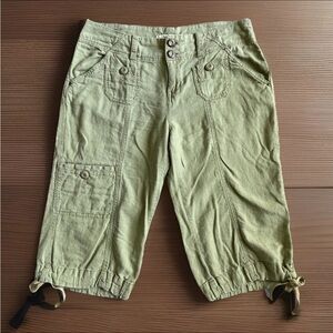 HEI HEI ANTHROPOLOGIE Shorts Womens Size 6 Green Cargo Tapered Bermuda ~READ~